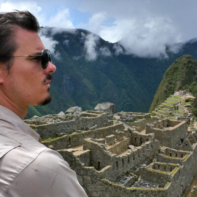 Timothy Alberino exploring the ruins of Machu Picchu, Peru.