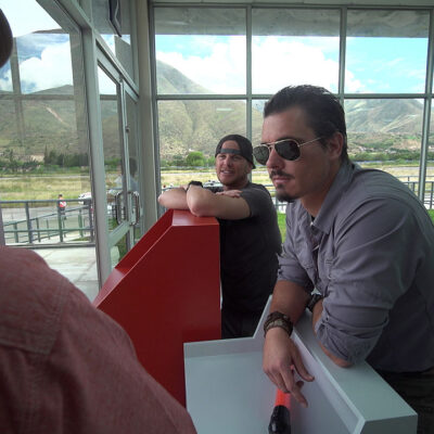Timothy Alberino getting ready to fly out of Huánuco, Peru, with Gary Heavin.
