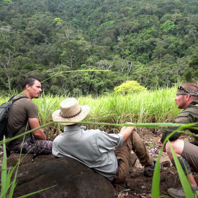Timothy Alberino and Gary Heavin at Alberino's property in the Amazon jungle, Peru.