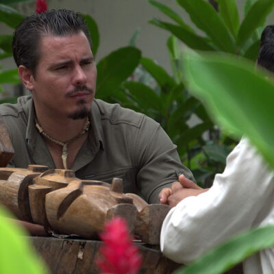 Timothy Alberino filming in the Amazon jungle city of Tarapoto, Peru.