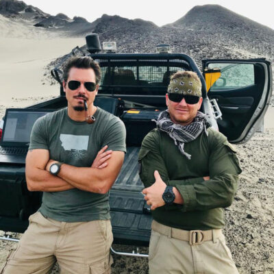 Timothy Alberino and Jaimie Walden on expedition in the deserts of Paracas, Peru.