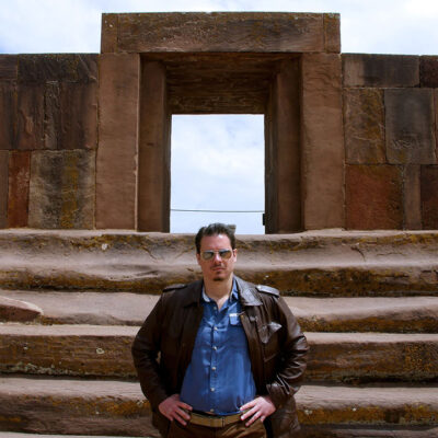 Timothy Alberino shooting for True Legends at Tiwanaku in Bolivia.