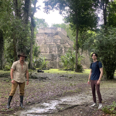 Timothy Alberino exploring Mayan ruins in the Yukatan of Guatemala.