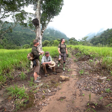 Timothy Alberino and Gary Heavin at Alberino's property in the Amazon jungle, Peru.