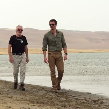 Timothy Alberino filming around the Bay of Paracas, Peru, with Anselm Pi Rambla.