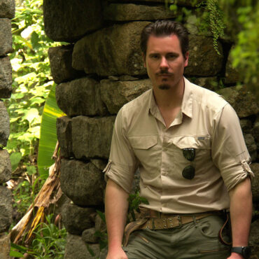 Timothy Alberino exploring undiscovered ruins near Machu Picchu, Peru. Circa 2017 (production still).