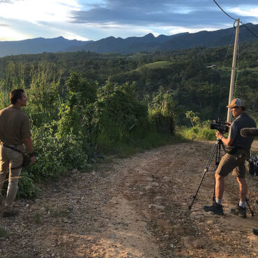 Timothy Alberino filming in the Amazon jungle city of Tarapoto, Peru.