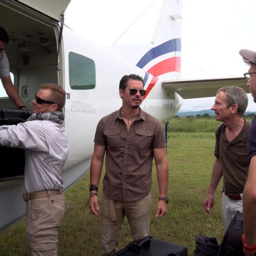 Timothy Alberino receiving the lidar team on expedition to a lost city in the Andes mountains of Peru.